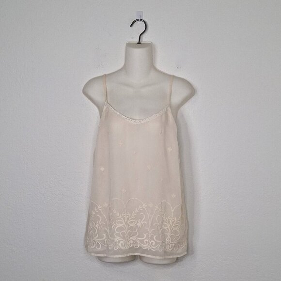 Old Navy Floral Embroidered Cami Sz S Lace Adjustable Straps Boho Minimalist - Picture 1 of 14